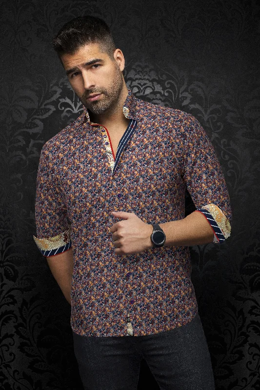 Trendy Tees Au Noir Stretch Shirt | Maddox Navy Rust