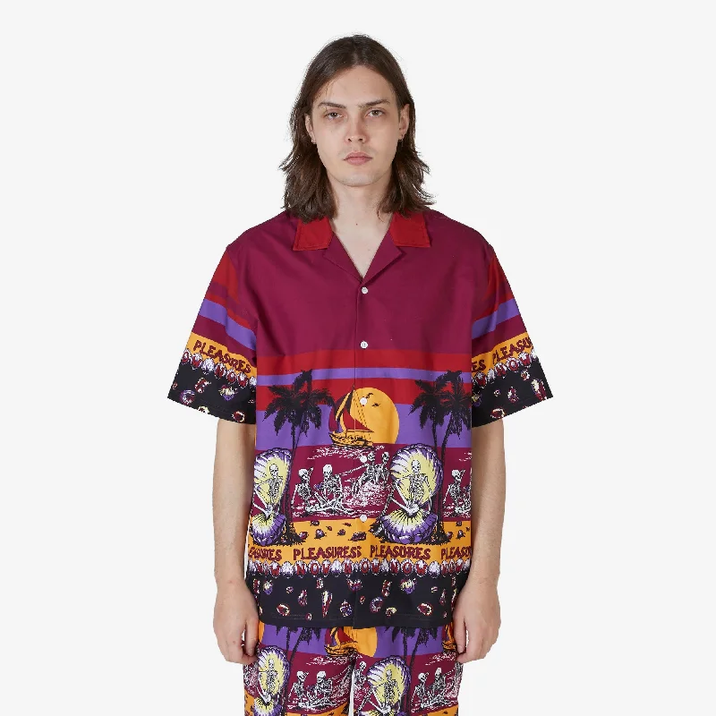 Premium Clothing Beach Button Down Burgundy