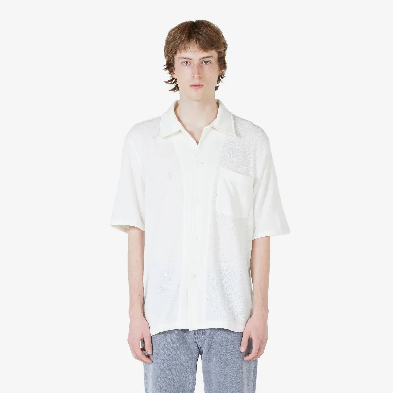 Relaxed Fit Box Shirt Short Sleeve White Boucle