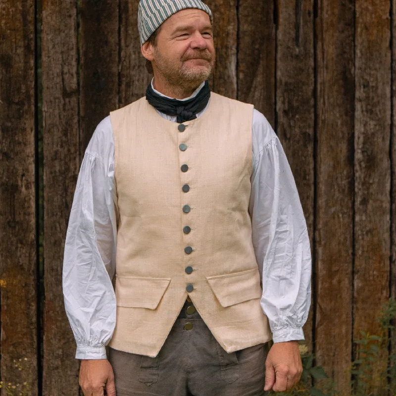 Casual Shirts Lightweight Off White Cotton Waistcoat - 1770's Style
