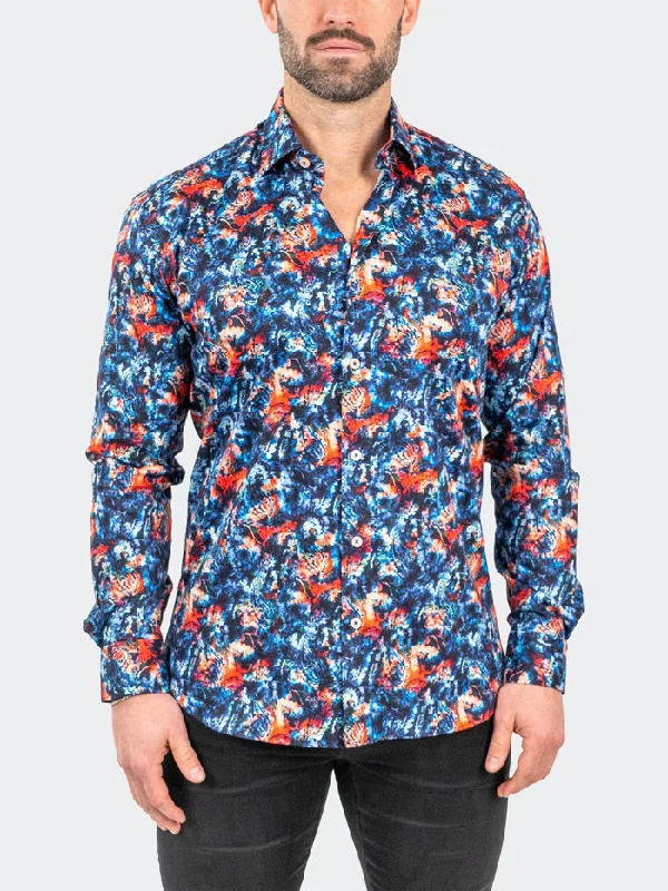 Elegant Outfits Maceoo Stretch Shirt |Fibonacci Absolem Blue