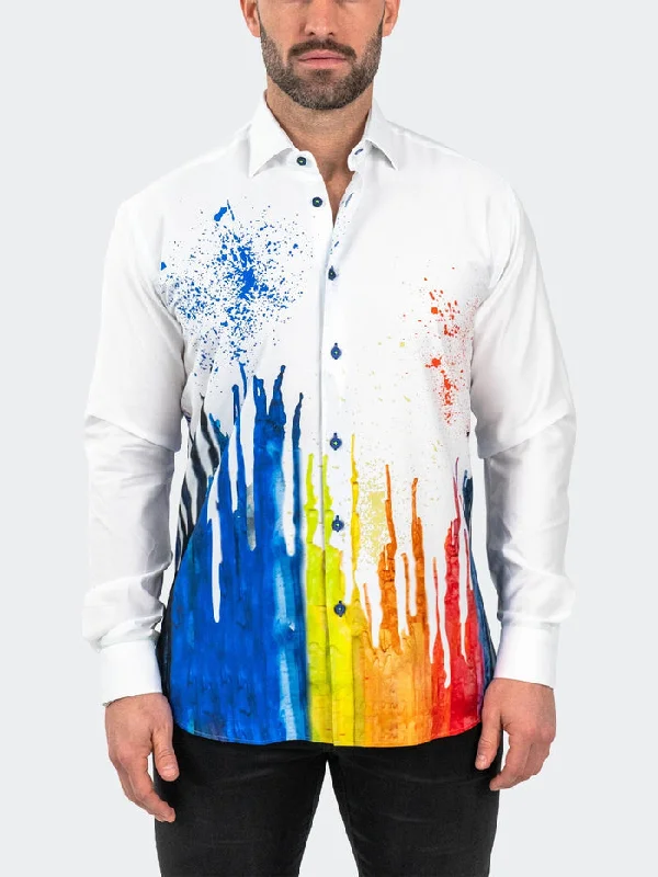 Smart Tops Maceoo Stretch Shirt |Fibonacci Dripped White
