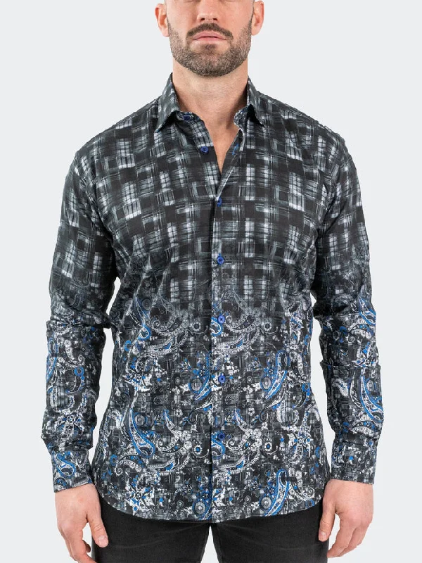 Designer Casuals Maceoo Stretch Shirt | Fibonacci PaisleyBlue Black