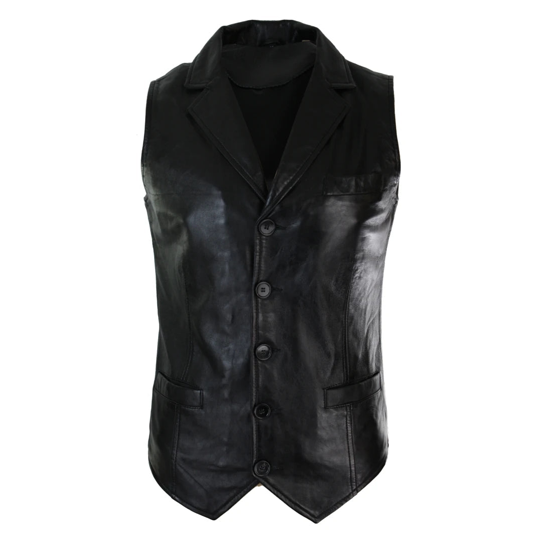 Modern Outfit Men's Leather Tan Brown Black Burgundy Gilet Waistcoat