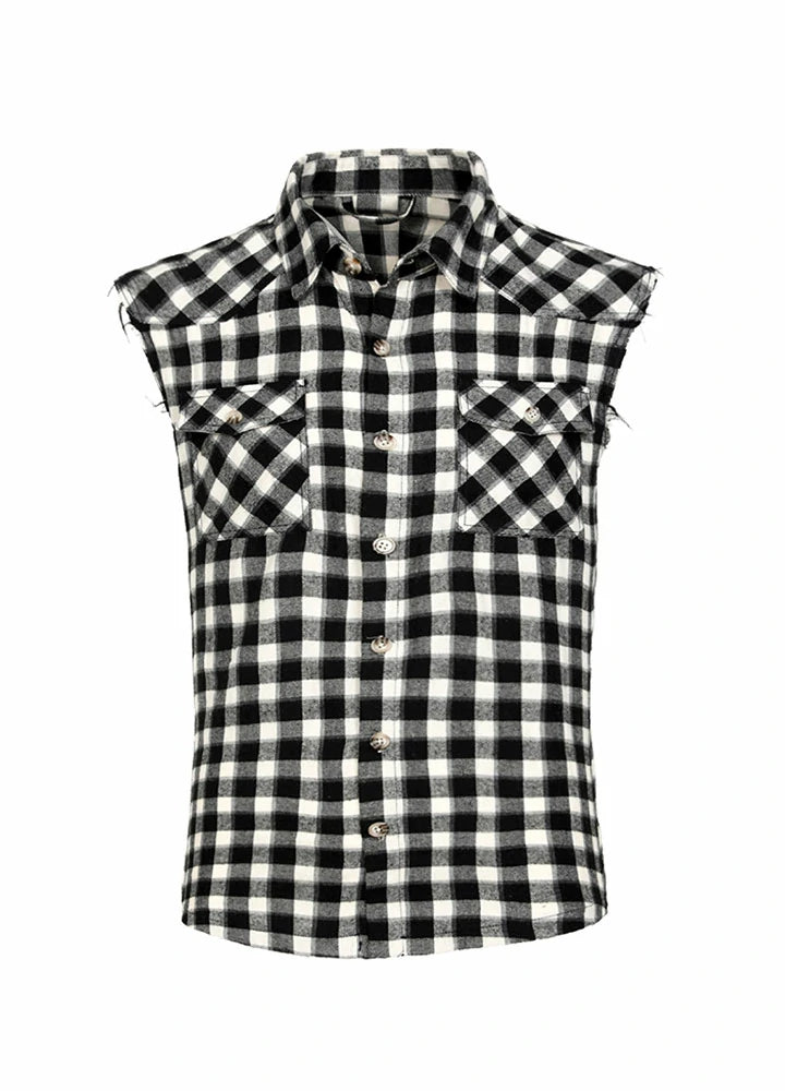 Daily Looks Men's Sleeveless Flannel Shirt,Plaid Vest