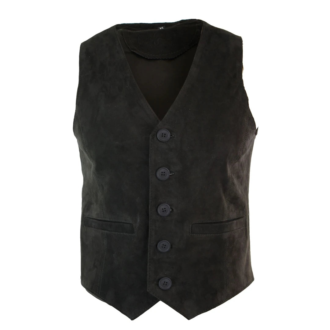 Cool Pieces Men's Waistcoat Gilet Suede Leather Black Brown Burgundy Tan