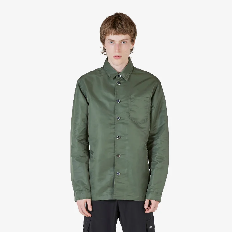 Classic Apparel Nylon Camp Collar Shirt Army Green