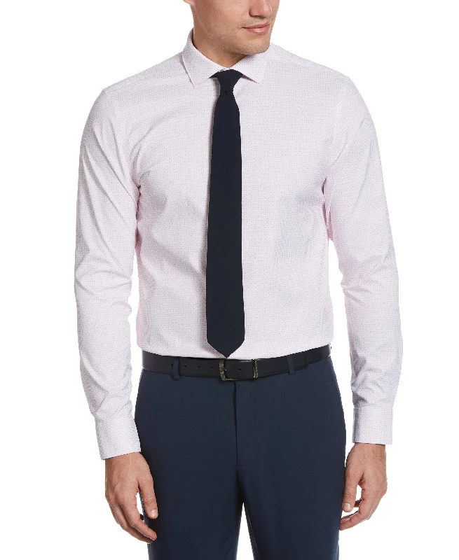 Casual Button-ups Slim Fit Pink Multi Print Tech Dress Shirt