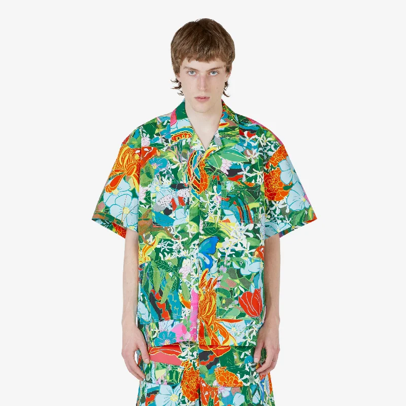 Vintage Style Unisex Camo Print Short Sleeve Shirt Multi