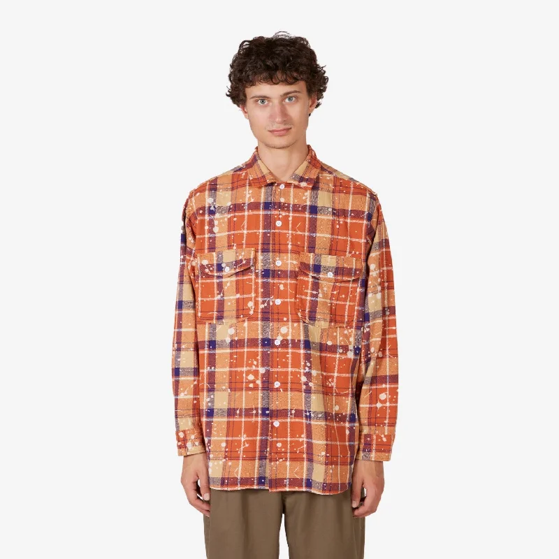 Trendy Tees Work Shirt Discharge Print Classic Fit Orange